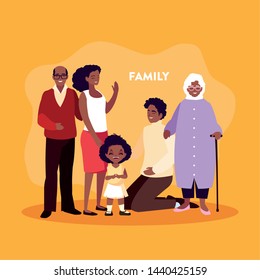 cute family afro members in poster