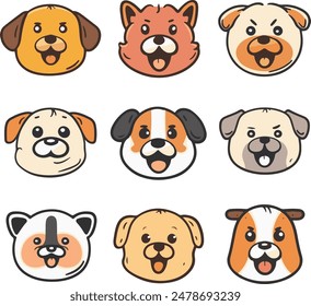A cute family animal set clipart and icon vector