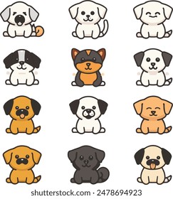 A cute family animal set clipart and icon vector