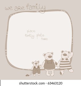 Cute Family Bear Photo Frame in Sepia