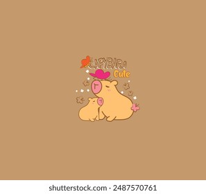 cute family capybara lovely illustrator