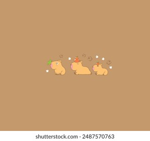 cute family capybara lovely illustrator