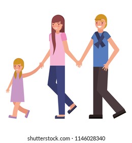 cute family with daughter avatar character