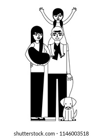 cute family with dog mascot