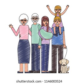 cute family with dog mascot