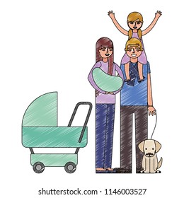 cute family with dog mascot