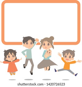So cute Family frame illust