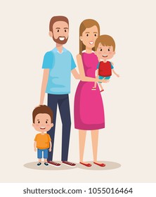 cute family happy characters