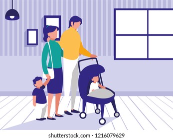 cute family in the house avatar character