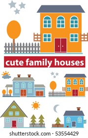 Cute Family Houses Vector Stock Vector (Royalty Free) 53554429 ...