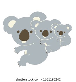 Cute family Koala. Vector illustration on white background.