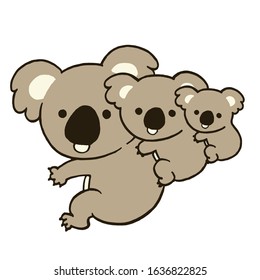 Cute family Koala. Vector illustration on white background.