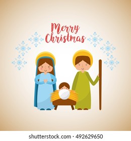 cute family manger characters christmas vector illustration design