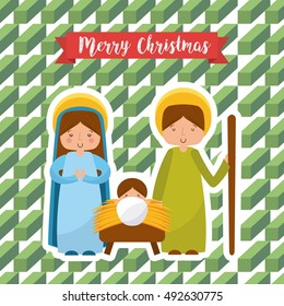 cute family manger characters christmas vector illustration design