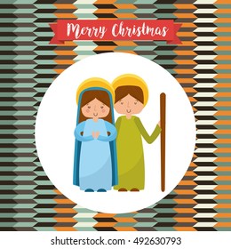 cute family manger characters christmas vector illustration design