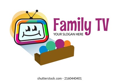 Cute Family Media Channel Logo Template. Digital TV logotype Template. Media company logo or film production studio or audio-visual studio or on-line media. TV company. Creative media television. 