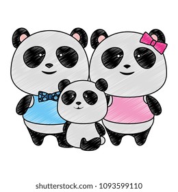 cute family panda bears characters