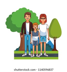 Cute family at park cartoon