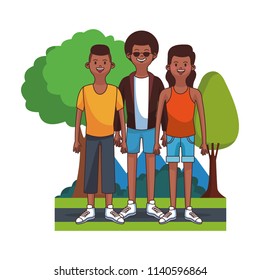 Cute family at park cartoon