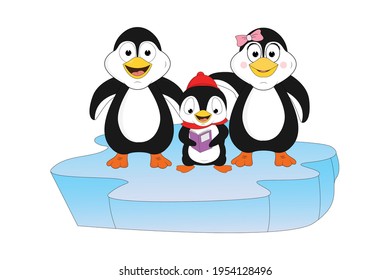 cute family of penguin animal cartoon