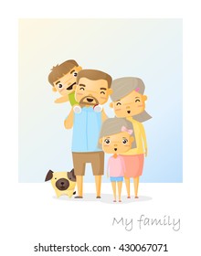 Cute family portrait  Happy family background, vector, illustration