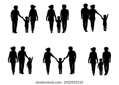cute family silhouette simple vector illustration