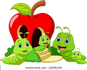 Cute Family Worm Cartoon