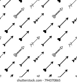 Cute fancy cupid arrows seamless pattern, vector illistration