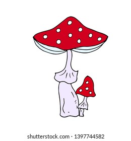 Cute, fancy fly agaric. Vector illustration.