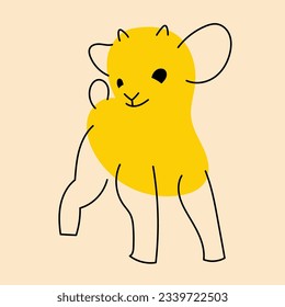 cute, fancy goat, kid. Avatar, badge, poster, logo templates, print. Vector illustration in flat cartoon style