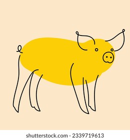 Cute fancy pig. Avatar, badge, poster, logo templates, print. Vector illustration in flat cartoon style