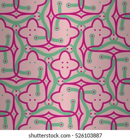 Cute fancy seamless pattern background in tribal style. Classic decor. Complicated puzzle repeatable backdrop. Bright, graphical design for web, ads, banner or other purpose.