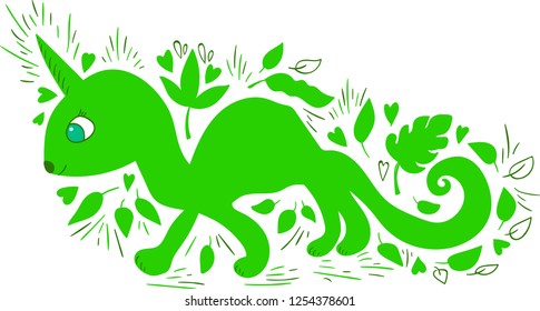 Cute fantastic animal. Cartoon character. Funny vector illustration.