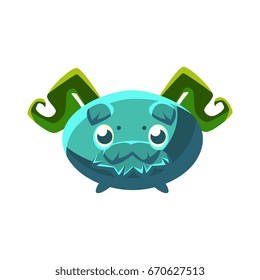 Cute fantastic plant character oval shape with mustache, nature element cartoon vector Illustration