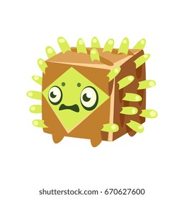 Cute fantastic plant character square shape, nature element cartoon vector Illustration