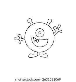 Cute fantasy alien monster. Сartoon character. Hand drawn illustration на білому pozadí. Vector illustration