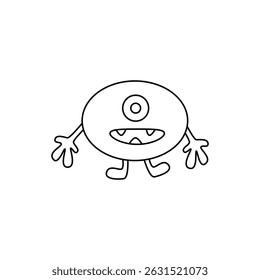 Cute fantasy alien monster. Сartoon character. Hand drawn illustration на білому pozadí. Vector illustration