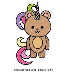 Cute fantasy bear with unicorn horn