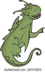 Cute fantasy cartoon green dragon