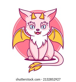 cute fantasy cat dragon cartoon illustration