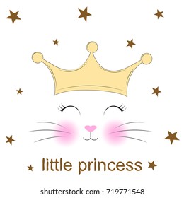 Cute fantasy cat princess . Sweet kids graphics for t-shirts.