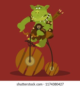 Cute Fantasy Creature Goblin Vector Illustration