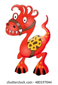 Cute fantasy Dinosaur hourse cartoon. Vector illustration
