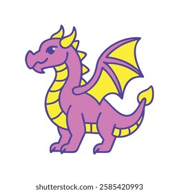A cute fantasy dragon with wings illustration