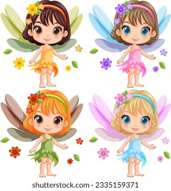 Cute fantasy fairy cartoon character illustration