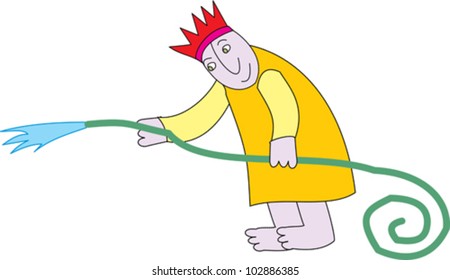 Cute fantasy figure acting and playing - isolated and easy to place in many situations - suitable for kids' illustrations