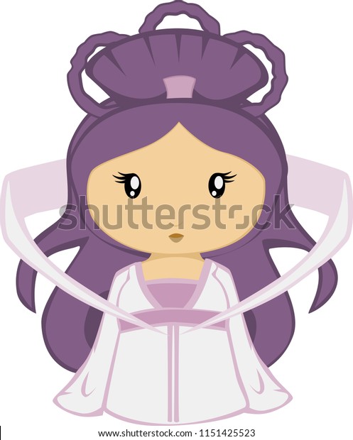 Cute Fantasy Goddess Cartoon Character Purple Stock Vector