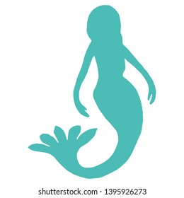 Cute fantasy mermaid silhouette cartoon vector illustration motif set. Hand drawn isolated marine mythology elements clipart for nautical blog, underwater graphic, seaweed web buttons.