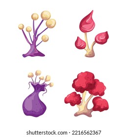 Cute fantasy plant illustrations. Abstract fabulous trees.