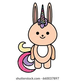Cute fantasy rabbit with unicorn horn